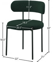 Beacon Boucle Fabric Upholstered Dining Chair in Green, Set of 2 - 880Green-C