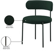 Beacon Boucle Fabric Upholstered Dining Chair in Green, Set of 2 - 880Green-C