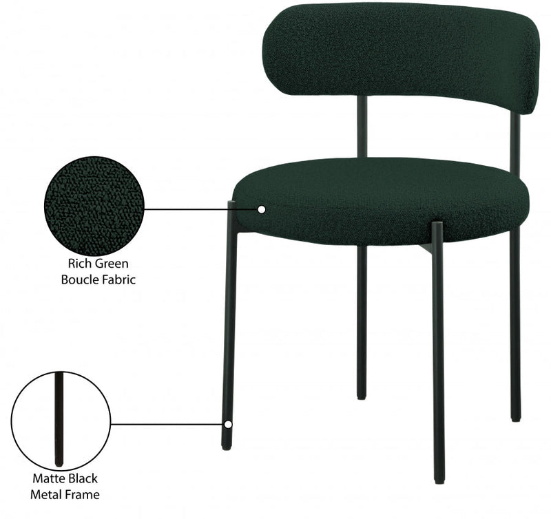 Beacon Boucle Fabric Upholstered Dining Chair in Green, Set of 2 - 880Green-C