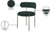 Beacon Boucle Fabric Upholstered Dining Chair in Green, Set of 2 - 887Green-C
