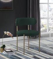 Beacon Boucle Fabric Upholstered Dining Chair in Green, Set of 2 - 887Green-C