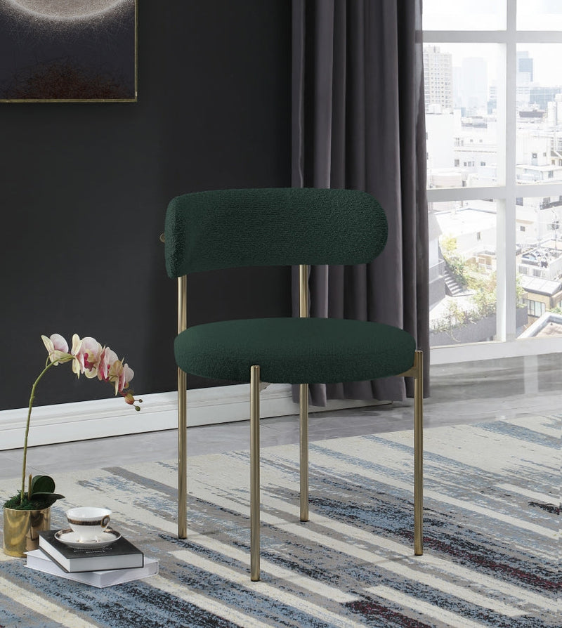 Beacon Boucle Fabric Upholstered Dining Chair in Green, Set of 2 - 887Green-C