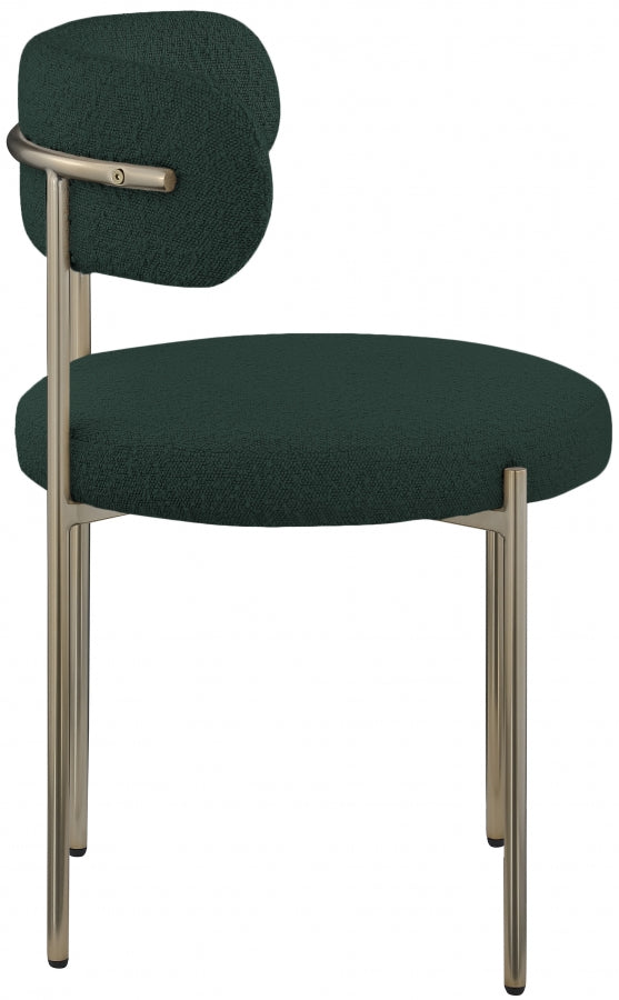 Beacon Boucle Fabric Upholstered Dining Chair in Green, Set of 2 - 887Green-C