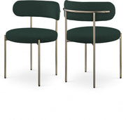 Beacon Boucle Fabric Upholstered Dining Chair in Green, Set of 2 - 887Green-C