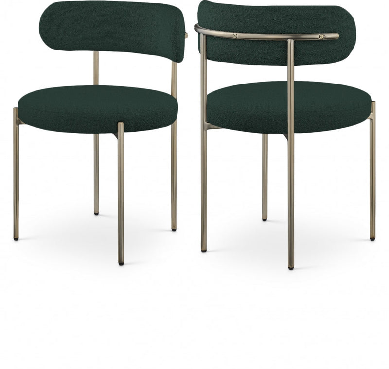 Beacon Boucle Fabric Upholstered Dining Chair in Green, Set of 2 - 887Green-C
