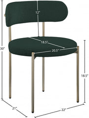 Beacon Boucle Fabric Upholstered Dining Chair in Green, Set of 2 - 887Green-C