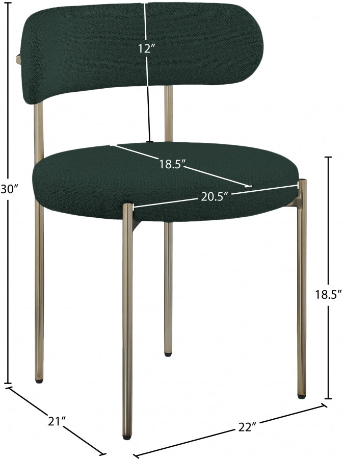 Beacon Boucle Fabric Upholstered Dining Chair in Green, Set of 2 - 887Green-C