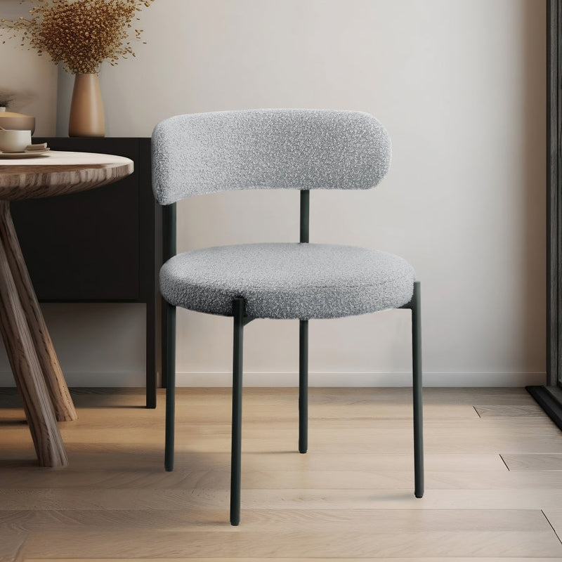 Beacon Boucle Fabric Upholstered Dining Chair in Grey, Set of 2 - 880Grey-C