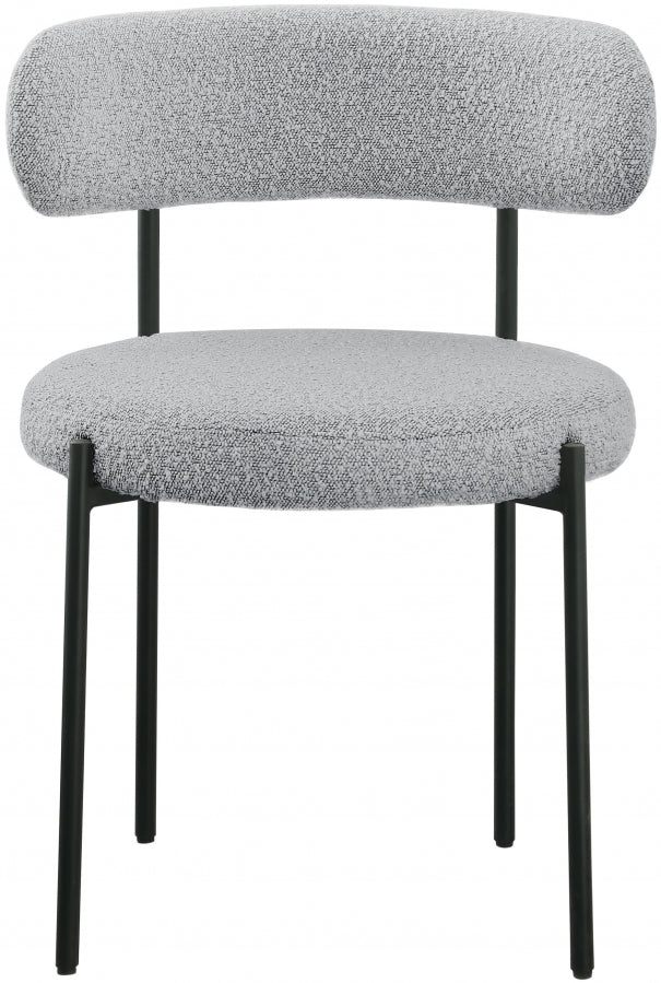 Beacon Boucle Fabric Upholstered Dining Chair in Grey, Set of 2 - 880Grey-C