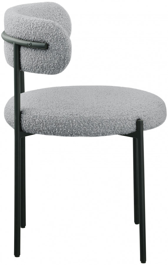 Beacon Boucle Fabric Upholstered Dining Chair in Grey, Set of 2 - 880Grey-C