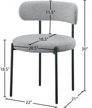 Beacon Boucle Fabric Upholstered Dining Chair in Grey, Set of 2 - 880Grey-C