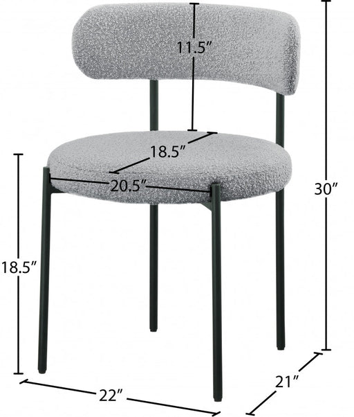 Beacon Boucle Fabric Upholstered Dining Chair in Grey, Set of 2 - 880Grey-C