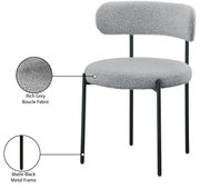 Beacon Boucle Fabric Upholstered Dining Chair in Grey, Set of 2 - 880Grey-C