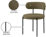 Beacon Boucle Fabric Upholstered Dining Chair in Olive, Set of 2 - 880Olive-C