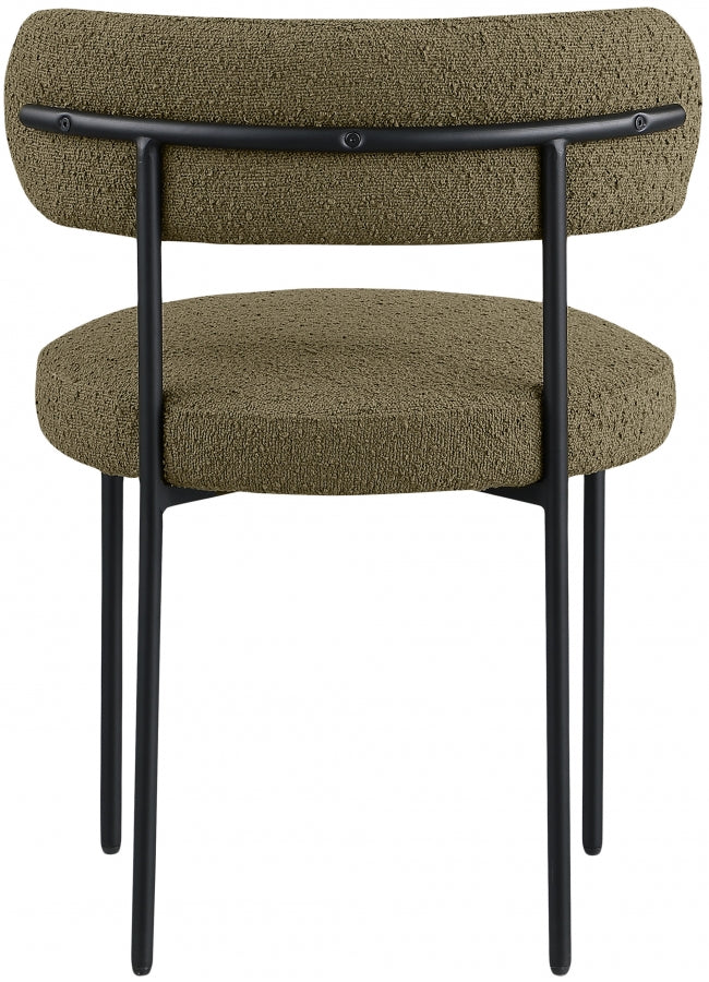 Beacon Boucle Fabric Upholstered Dining Chair in Olive, Set of 2 - 880Olive-C