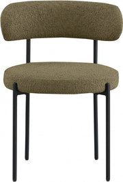 Beacon Boucle Fabric Upholstered Dining Chair in Olive, Set of 2 - 880Olive-C