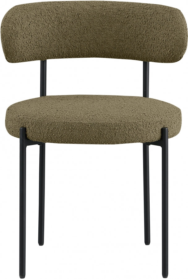 Beacon Boucle Fabric Upholstered Dining Chair in Olive, Set of 2 - 880Olive-C