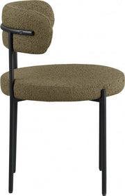 Beacon Boucle Fabric Upholstered Dining Chair in Olive, Set of 2 - 880Olive-C