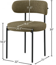 Beacon Boucle Fabric Upholstered Dining Chair in Olive, Set of 2 - 880Olive-C