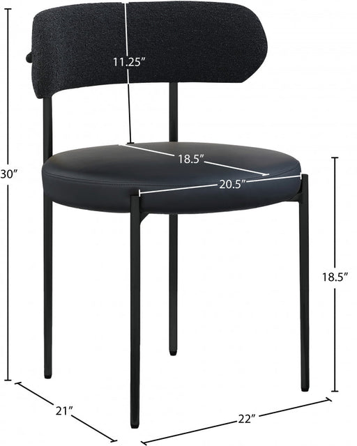 Beacon Cream Vegan Leather And Boucle Fabric Upholstered Dining Chair in Black, Set of 2 - 881Black-C