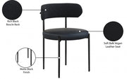Beacon Cream Vegan Leather And Boucle Fabric Upholstered Dining Chair in Black, Set of 2 - 881Black-C