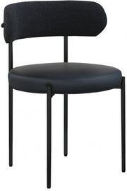 Beacon Cream Vegan Leather And Boucle Fabric Upholstered Dining Chair in Black, Set of 2 - 881Black-C