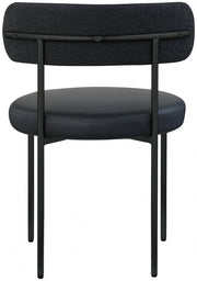 Beacon Cream Vegan Leather And Boucle Fabric Upholstered Dining Chair in Black, Set of 2 - 881Black-C