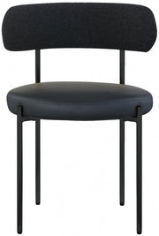 Beacon Cream Vegan Leather And Boucle Fabric Upholstered Dining Chair in Black, Set of 2 - 881Black-C