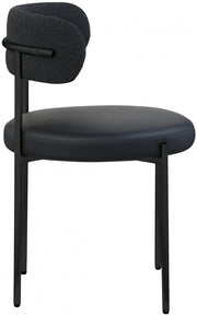 Beacon Cream Vegan Leather And Boucle Fabric Upholstered Dining Chair in Black, Set of 2 - 881Black-C