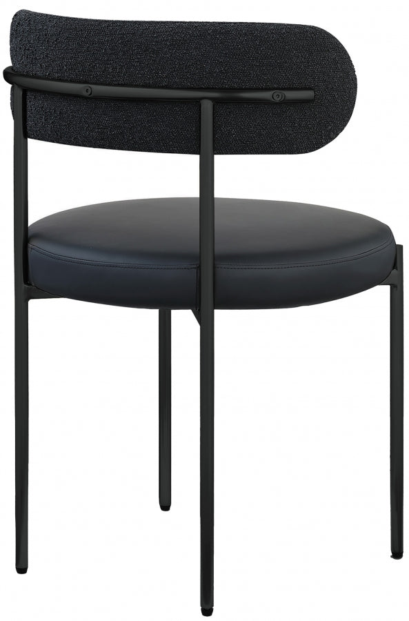 Beacon Cream Vegan Leather And Boucle Fabric Upholstered Dining Chair in Black, Set of 2 - 881Black-C