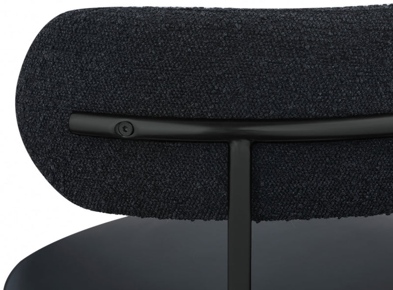 Beacon Cream Vegan Leather And Boucle Fabric Upholstered Dining Chair in Black, Set of 2 - 881Black-C