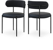 Beacon Cream Vegan Leather And Boucle Fabric Upholstered Dining Chair in Black, Set of 2 - 881Black-C