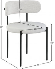 Beacon Cream Vegan Leather And Boucle Fabric Upholstered Dining Chair in Cream, Set of 2 - 881Cream-C