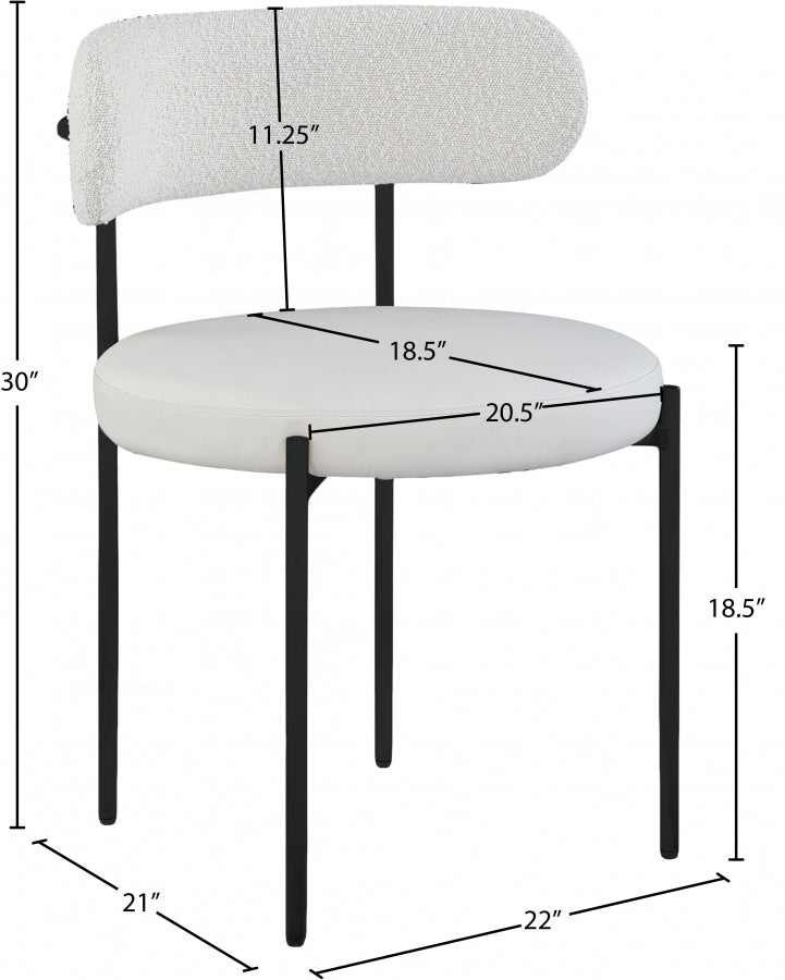 Beacon Cream Vegan Leather And Boucle Fabric Upholstered Dining Chair in Cream, Set of 2 - 881Cream-C