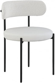 Beacon Cream Vegan Leather And Boucle Fabric Upholstered Dining Chair in Cream, Set of 2 - 881Cream-C