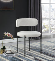 Beacon Cream Vegan Leather And Boucle Fabric Upholstered Dining Chair in Cream, Set of 2 - 881Cream-C