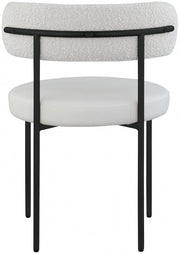 Beacon Cream Vegan Leather And Boucle Fabric Upholstered Dining Chair in Cream, Set of 2 - 881Cream-C