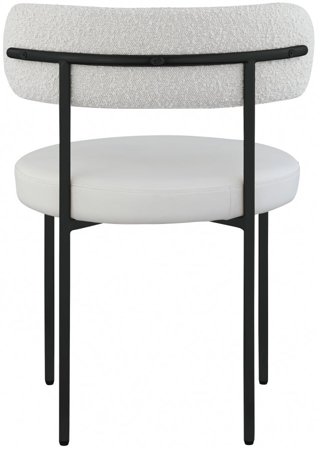 Beacon Cream Vegan Leather And Boucle Fabric Upholstered Dining Chair in Cream, Set of 2 - 881Cream-C