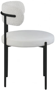 Beacon Cream Vegan Leather And Boucle Fabric Upholstered Dining Chair in Cream, Set of 2 - 881Cream-C