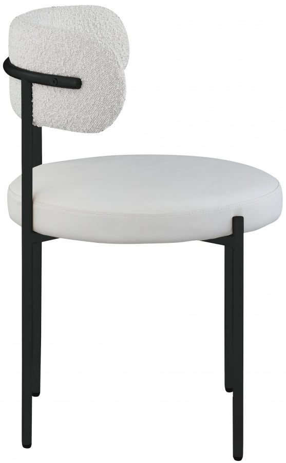 Beacon Cream Vegan Leather And Boucle Fabric Upholstered Dining Chair in Cream, Set of 2 - 881Cream-C