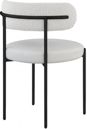 Beacon Cream Vegan Leather And Boucle Fabric Upholstered Dining Chair in Cream, Set of 2 - 881Cream-C