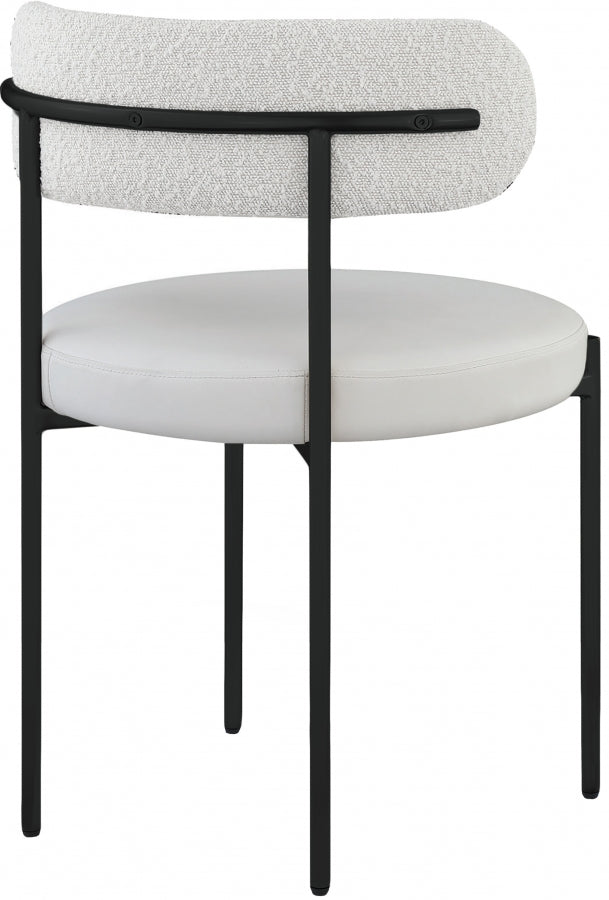 Beacon Cream Vegan Leather And Boucle Fabric Upholstered Dining Chair in Cream, Set of 2 - 881Cream-C