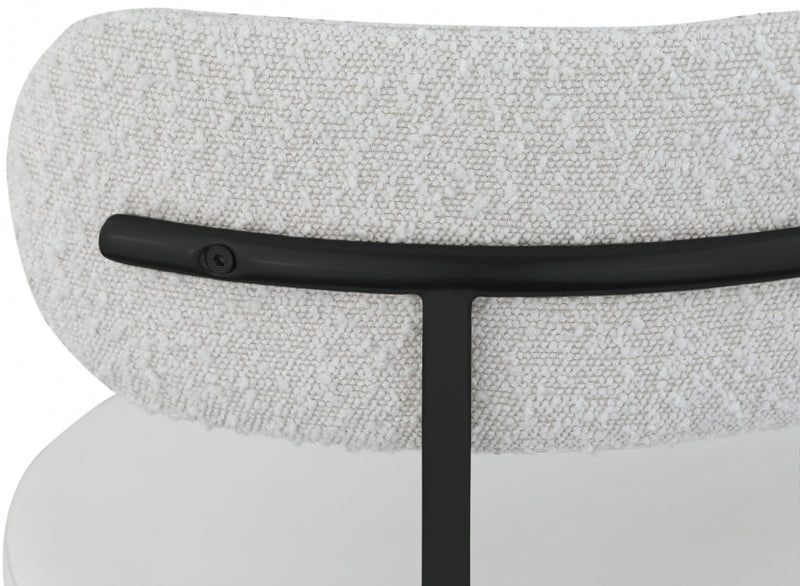 Beacon Cream Vegan Leather And Boucle Fabric Upholstered Dining Chair in Cream, Set of 2 - 881Cream-C