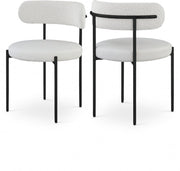 Beacon Cream Vegan Leather And Boucle Fabric Upholstered Dining Chair in Cream, Set of 2 - 881Cream-C
