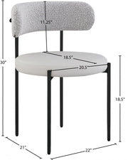Beacon Cream Vegan Leather And Boucle Fabric Upholstered Dining Chair in Taupe, Set of 2 - 881Taupe-C