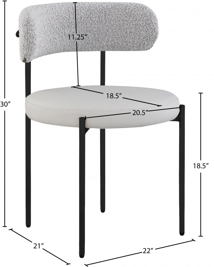 Beacon Cream Vegan Leather And Boucle Fabric Upholstered Dining Chair in Taupe, Set of 2 - 881Taupe-C