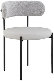 Beacon Cream Vegan Leather And Boucle Fabric Upholstered Dining Chair in Taupe, Set of 2 - 881Taupe-C