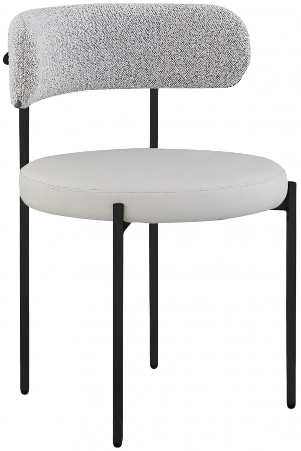 Beacon Cream Vegan Leather And Boucle Fabric Upholstered Dining Chair in Taupe, Set of 2 - 881Taupe-C