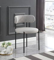 Beacon Cream Vegan Leather And Boucle Fabric Upholstered Dining Chair in Taupe, Set of 2 - 881Taupe-C