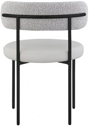 Beacon Cream Vegan Leather And Boucle Fabric Upholstered Dining Chair in Taupe, Set of 2 - 881Taupe-C